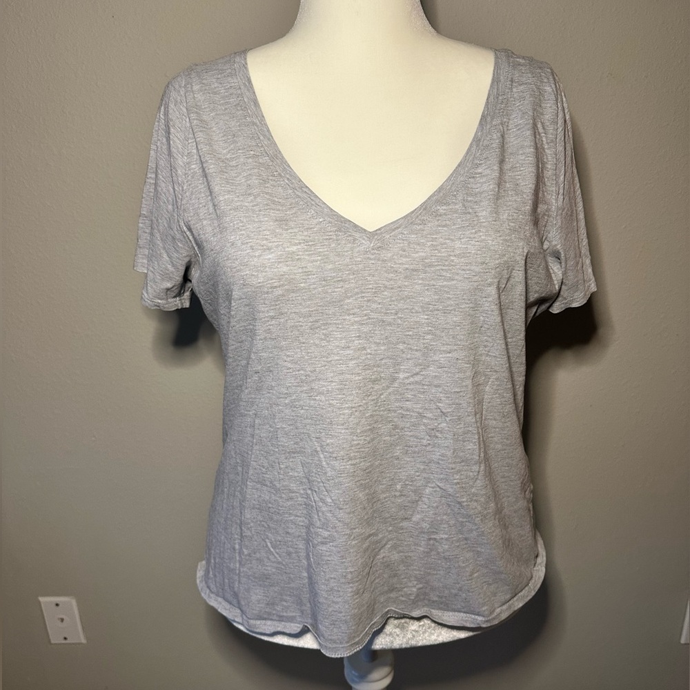 Fashion to Figure Gray Tie Front Relaxed Tee